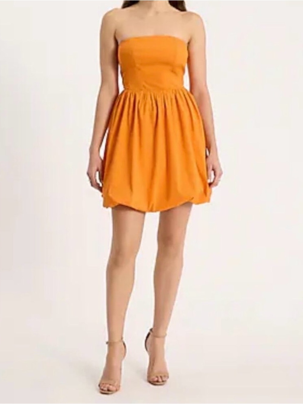 Express Orange Strapless Bubble Skirt